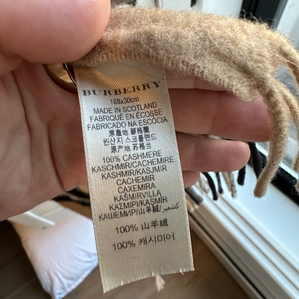 Burberry Classic Check Scarf in Tan, Black, and Red - Picture 4 of 6